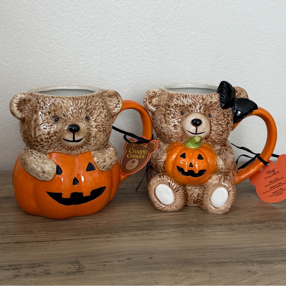 Teddy Bear Pumpkin Mug Set